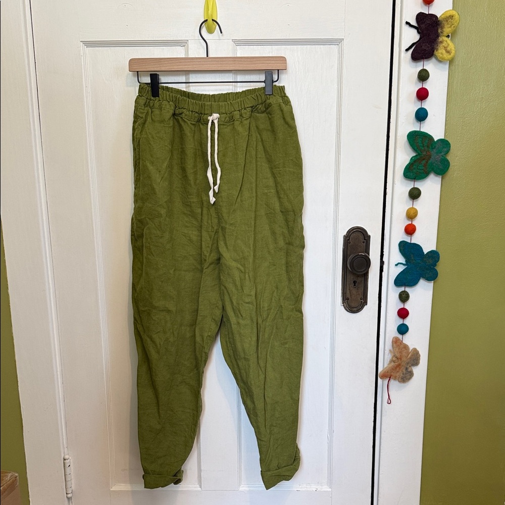 Notperfectlinen NPL Slouch Moss Green Pants
